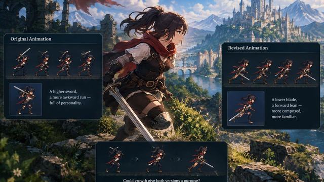 AI image: A Sword Swing, a Running Animation—and the Risk of Polishing Away Character