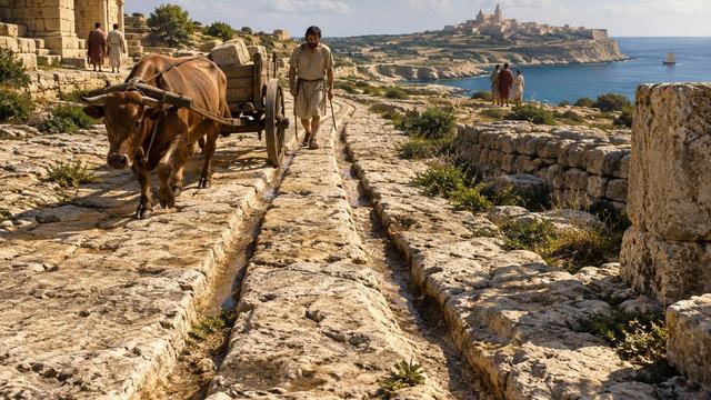 AI image: Malta’s Ancient Cart Ruts: A Road Through Time